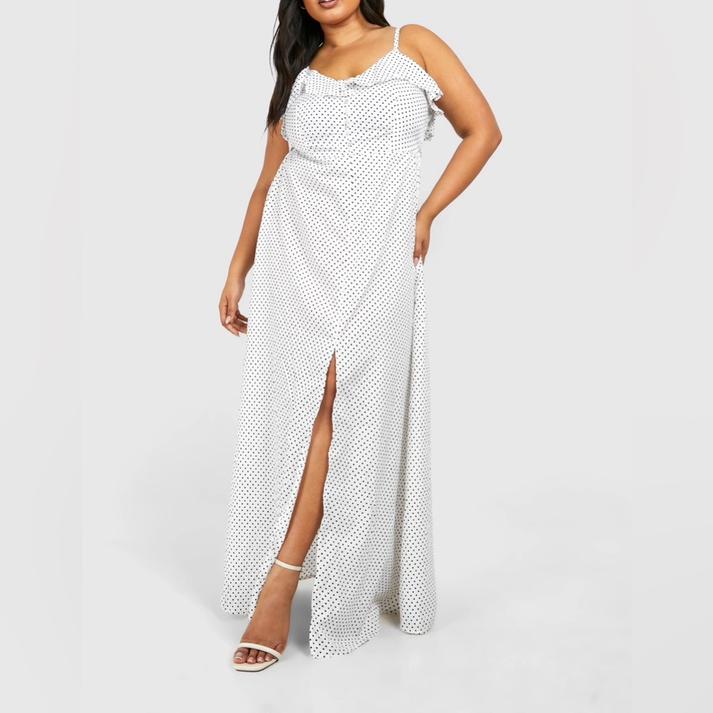 Plus Ruffle Button Front Maxi Dress - Picture 4 of 8